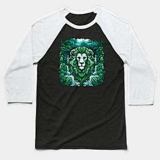Abstract Lion in Lush Jungle Baseball T-Shirt